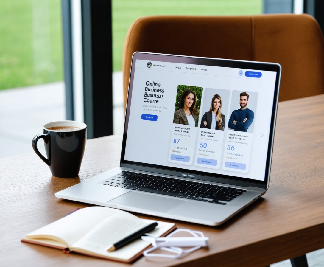 Prenosný počítač zobrazujúci intuitívne rozhranie online kurzu strategickej cenotvorby od spoločnosti BiznisZačiatok